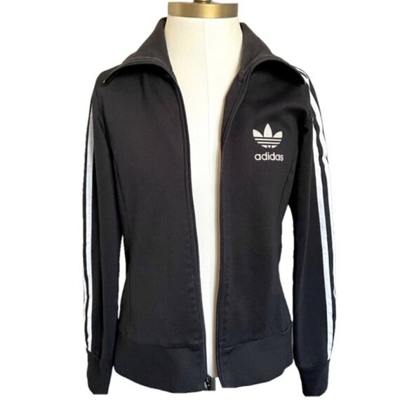 🛑 Vintage Adidas Black White Logo Zip-up Track Jacket - Small - Picture 3 of 10